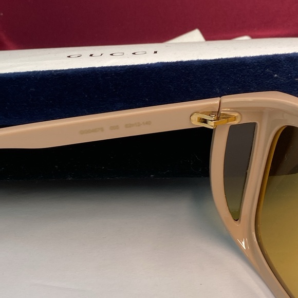 💯- New Authentic Gucci Gucci Beige GG0467S 005 Rectangular Sunglasses - Picture 15 of 15